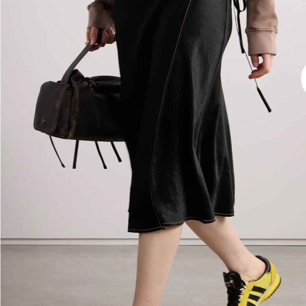 Acne Studios Wrap-Effect Crinkled Satin Midi Skirt